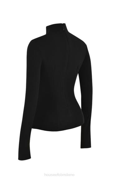 vestiario esso House of CB lori top stringato nero cristallizzato X44T701