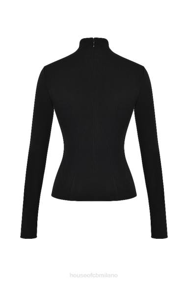 vestiario esso House of CB lori top stringato nero cristallizzato X44T701