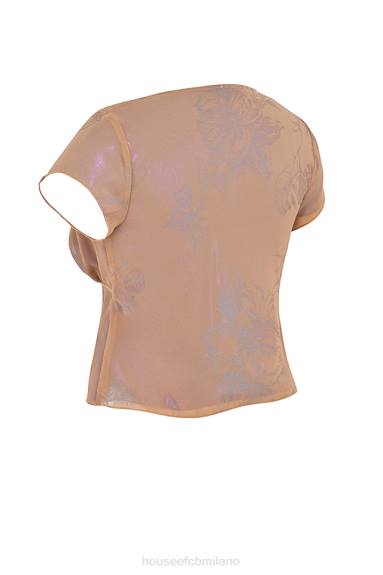 vestiario esso House of CB maia shimmer café au lait con cravatta sul davanti X44T700