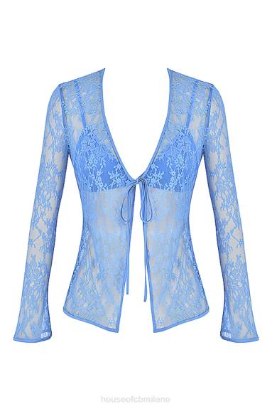 vestiario esso House of CB parte superiore con cravatta in pizzo blu Phoebe X44T707
