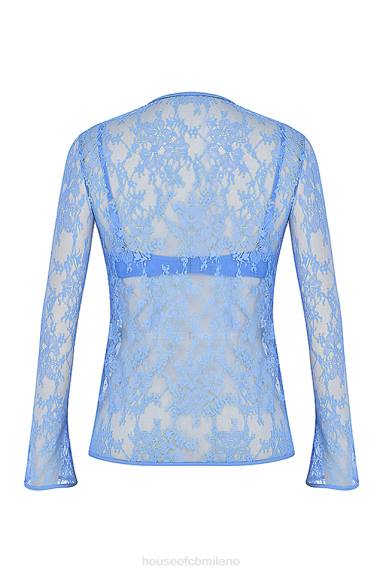 vestiario esso House of CB parte superiore con cravatta in pizzo blu Phoebe X44T707