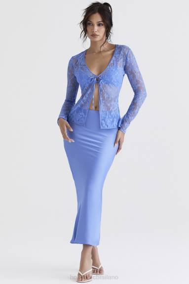 vestiario esso House of CB parte superiore con cravatta in pizzo blu Phoebe X44T707