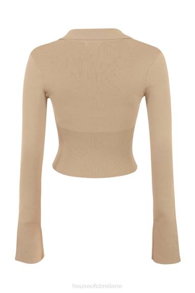 vestiario esso House of CB top Marianne in maglia color cammello X44T687