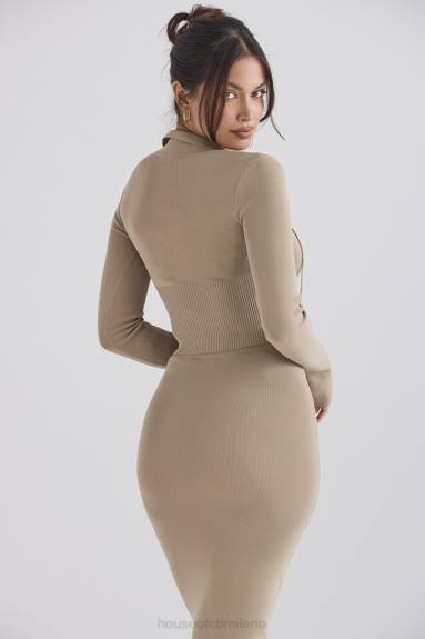 vestiario esso House of CB top Marianne in maglia color cammello X44T687
