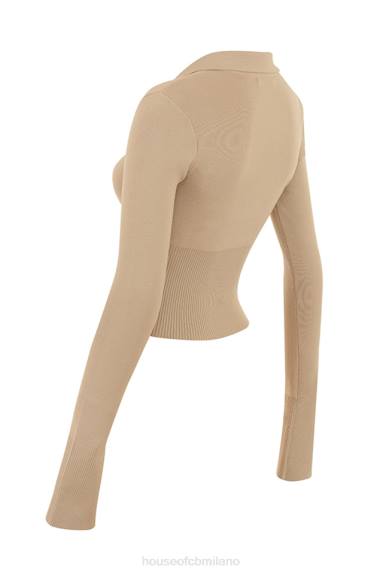 vestiario esso House of CB top Marianne in maglia color cammello X44T687