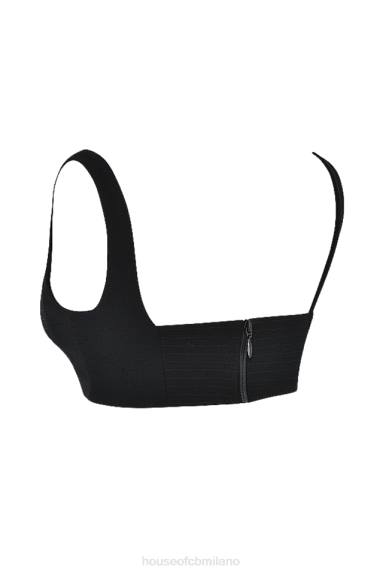 vestiario esso House of CB top a fascia plissettato nero luciana X44T724