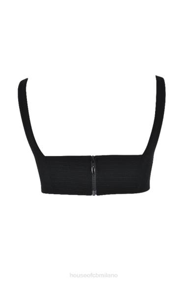 vestiario esso House of CB top a fascia plissettato nero luciana X44T724