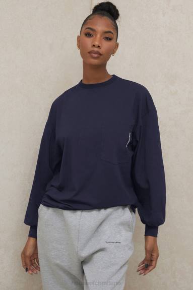 vestiario esso House of CB top a maniche lunghe blu scuro a strati X44T787