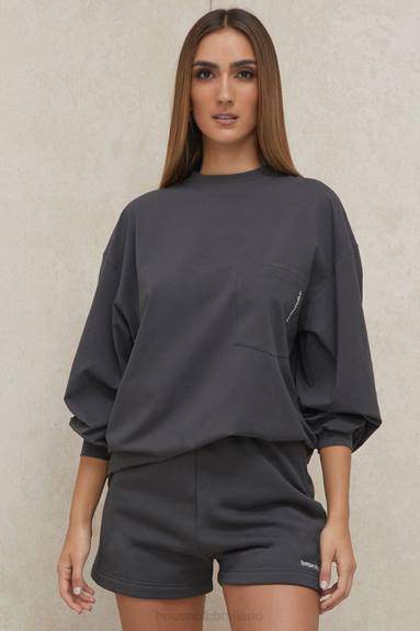 vestiario esso House of CB top a maniche lunghe color carbone a strati X44T784