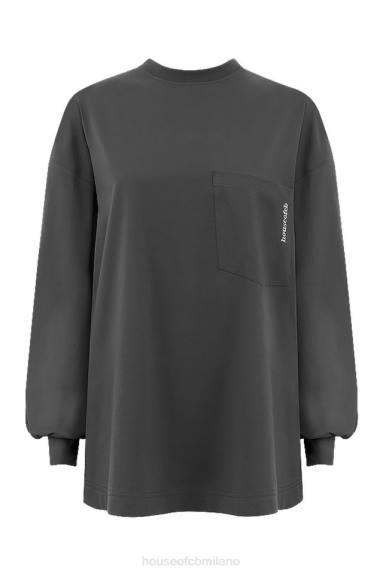 vestiario esso House of CB top a maniche lunghe color carbone a strati X44T784