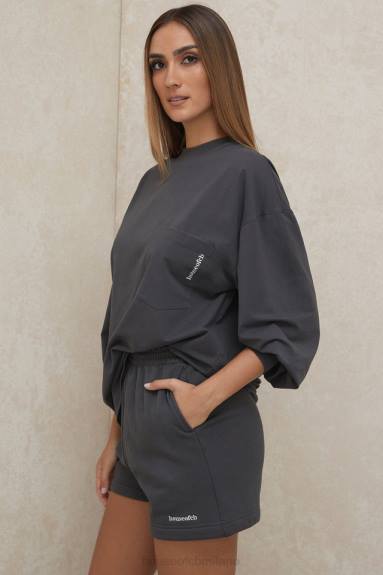 vestiario esso House of CB top a maniche lunghe color carbone a strati X44T784