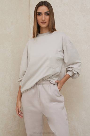 vestiario esso House of CB top a maniche lunghe in pietra a strati X44T786