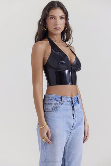 vestiario esso House of CB top ariadne in lattice nero X44T662