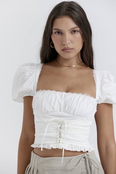 vestiario esso House of CB top arricciato bianco Samaya X44T668