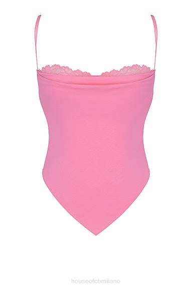 vestiario esso House of CB top aurelia con orlo fazzoletto rosa francese X44T670