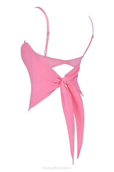 vestiario esso House of CB top aurelia con orlo fazzoletto rosa francese X44T670
