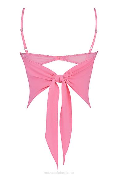 vestiario esso House of CB top aurelia con orlo fazzoletto rosa francese X44T670
