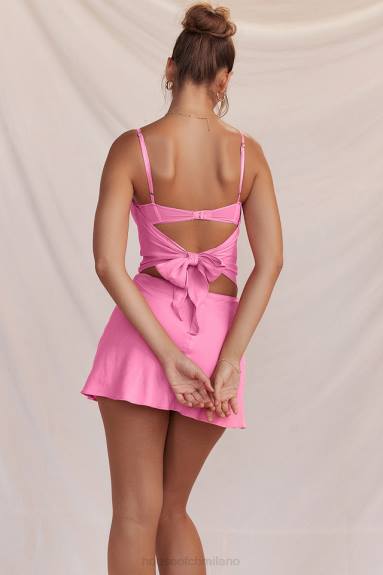 vestiario esso House of CB top aurelia con orlo fazzoletto rosa francese X44T670