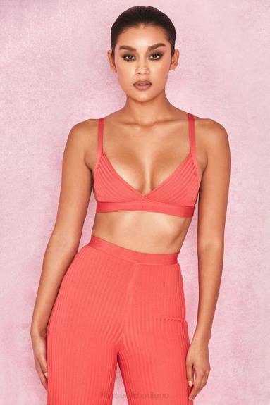 vestiario esso House of CB top bralet con fasciatura in corallo jae X44T819