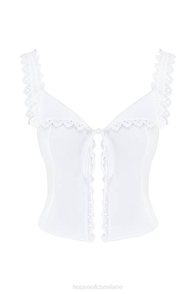 vestiario esso House of CB top con finiture in pizzo bianco ambra X44T714