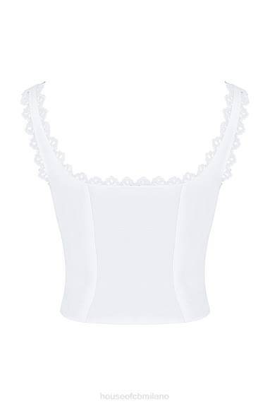 vestiario esso House of CB top con finiture in pizzo bianco ambra X44T714