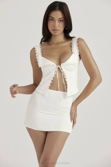 vestiario esso House of CB top con finiture in pizzo bianco ambra X44T714