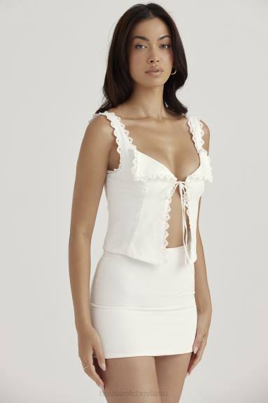 vestiario esso House of CB top con finiture in pizzo bianco ambra X44T714