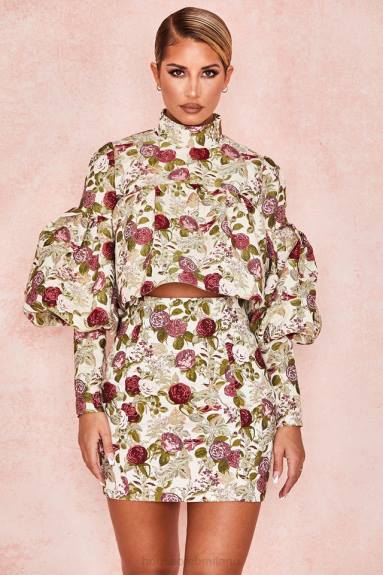 vestiario esso House of CB top con volant floreale vintage naeve X44T809