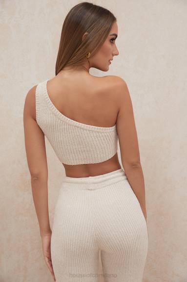 vestiario esso House of CB top corto monospalla in ciniglia color crema Charlie X44T781