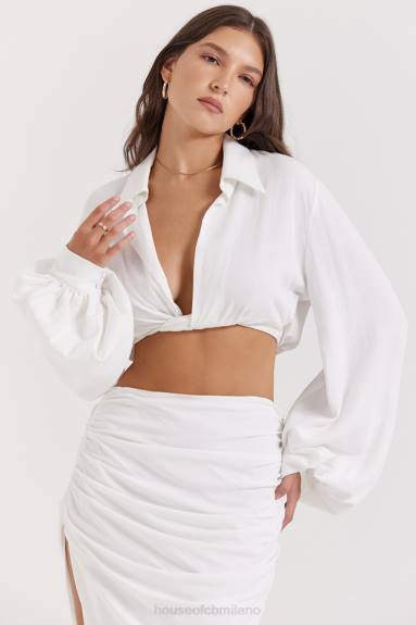 vestiario esso House of CB top in giubbotto bianco Palmer con scollo profondo X44T666