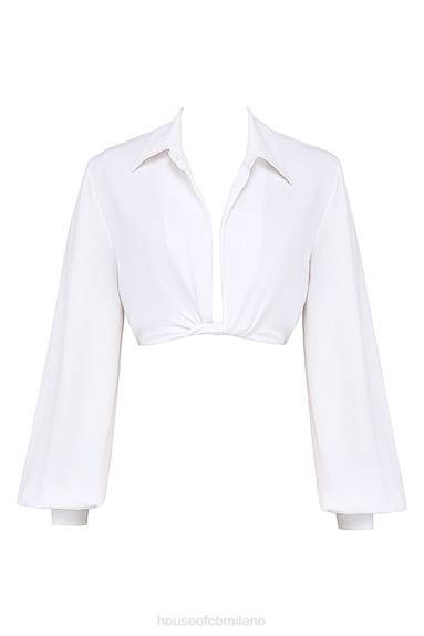 vestiario esso House of CB top in giubbotto bianco Palmer con scollo profondo X44T666