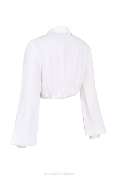 vestiario esso House of CB top in giubbotto bianco Palmer con scollo profondo X44T666