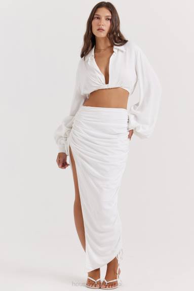 vestiario esso House of CB top in giubbotto bianco Palmer con scollo profondo X44T666