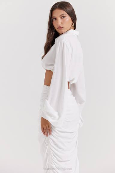 vestiario esso House of CB top in giubbotto bianco Palmer con scollo profondo X44T666