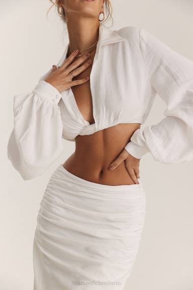 vestiario esso House of CB top in giubbotto bianco Palmer con scollo profondo X44T666
