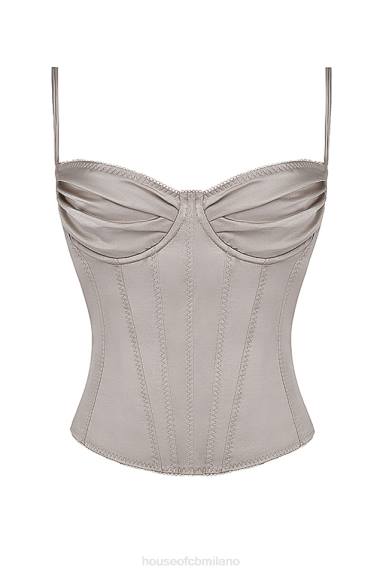 vestiario esso House of CB top in raso champagne Chantal X44T683
