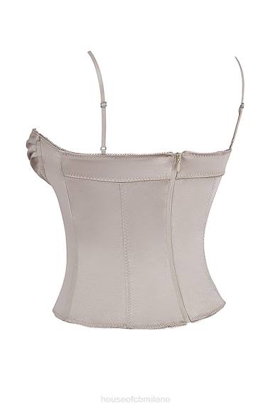 vestiario esso House of CB top in raso champagne Chantal X44T683