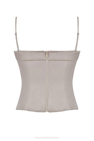 vestiario esso House of CB top in raso champagne Chantal X44T683