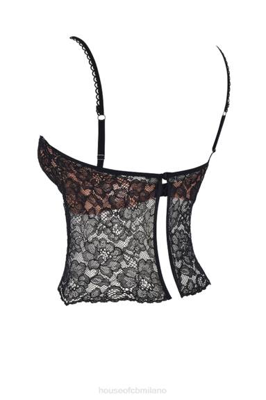 vestiario esso House of CB top jacinta in pizzo nero X44T686