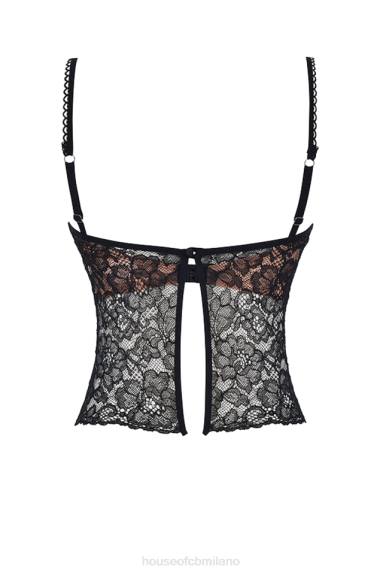 vestiario esso House of CB top jacinta in pizzo nero X44T686