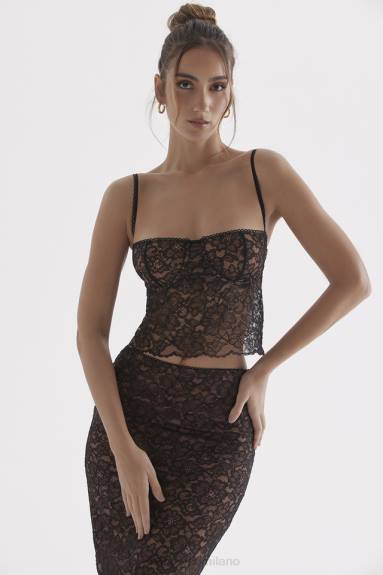 vestiario esso House of CB top jacinta in pizzo nero X44T686