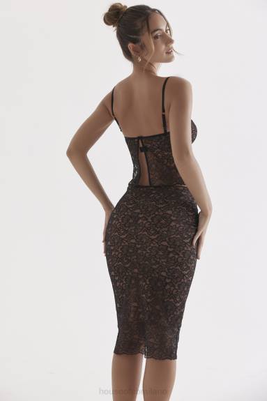 vestiario esso House of CB top jacinta in pizzo nero X44T686