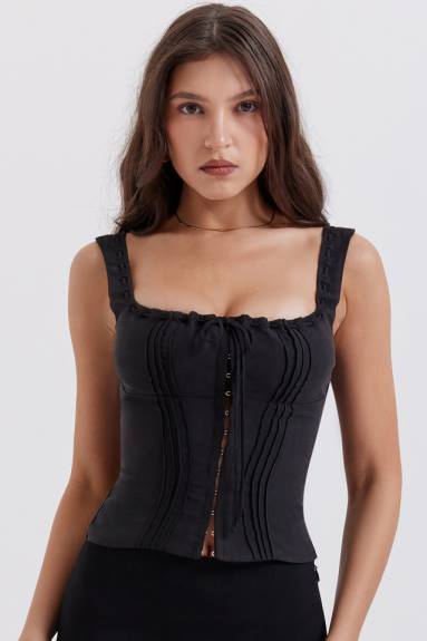 vestiario esso House of CB top nero chicca X44T679