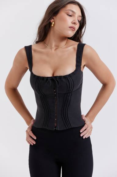 vestiario esso House of CB top nero chicca X44T679