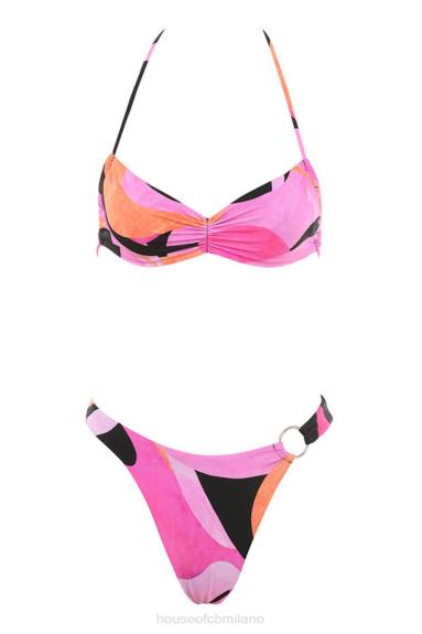 vestiario esso House of CB bikini cala rosa nero halter X44T1242