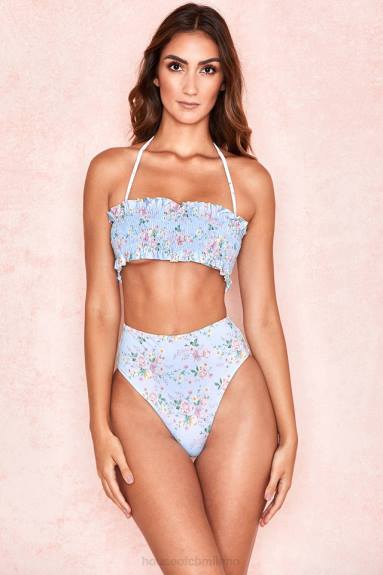 vestiario esso House of CB Bikini arricciato con stampa floreale blu perdita X44T1246