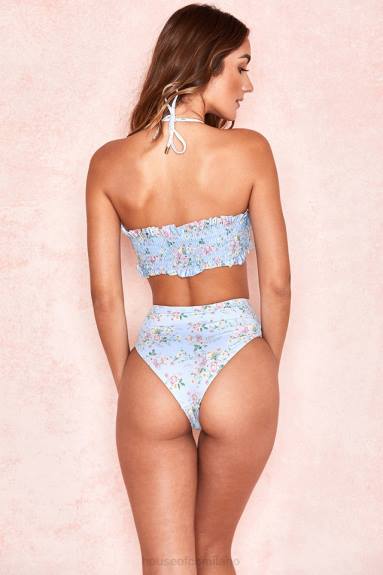 vestiario esso House of CB Bikini arricciato con stampa floreale blu perdita X44T1246