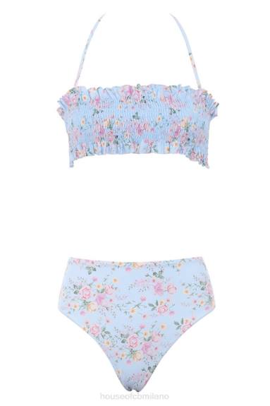 vestiario esso House of CB Bikini arricciato con stampa floreale blu perdita X44T1246