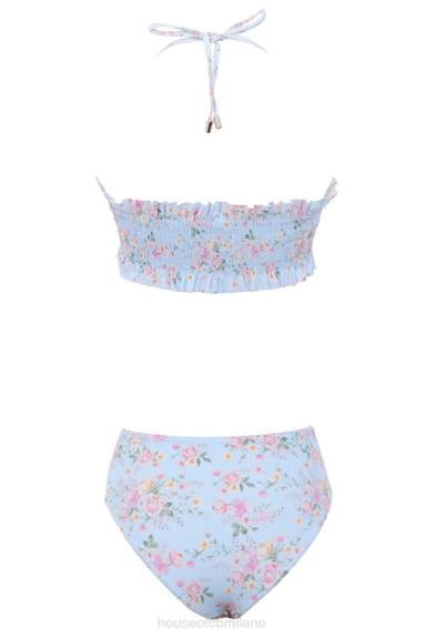 vestiario esso House of CB Bikini arricciato con stampa floreale blu perdita X44T1246