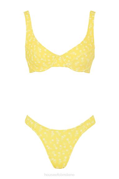 vestiario esso House of CB bikini mariposa giallo bianco con stampa floreale X44T1237